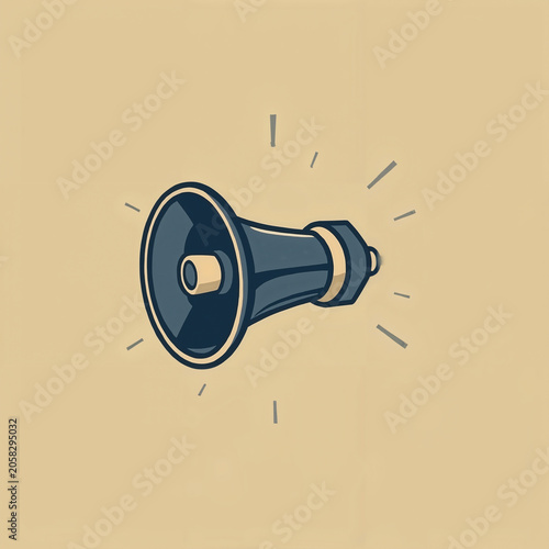 Vintage megaphone illustration on a light background with emphasis