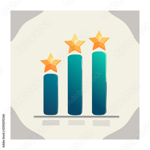 Flat design award trophies with stars on podiums