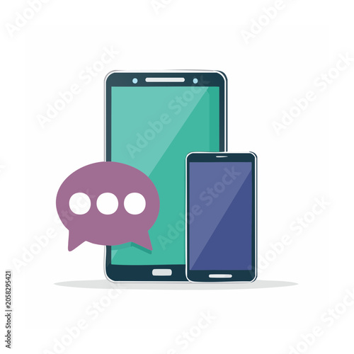 Flat design smartphone and speech bubble illustration