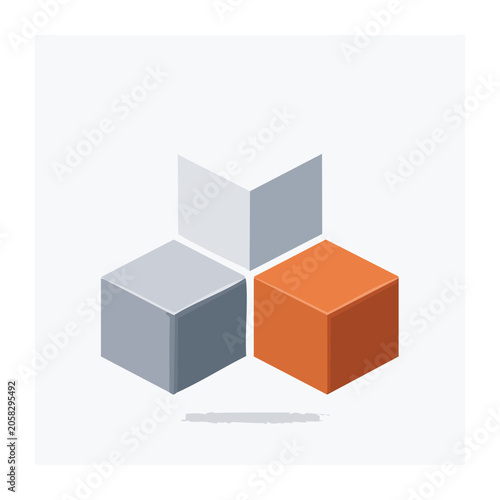Isometric 3D Geometric Cubes on White Background