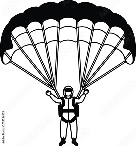 Skydiver Wide Arms Silhouette Vector