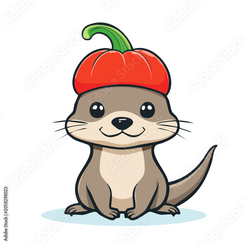 Cartoon penguin wearing red hat and scarf