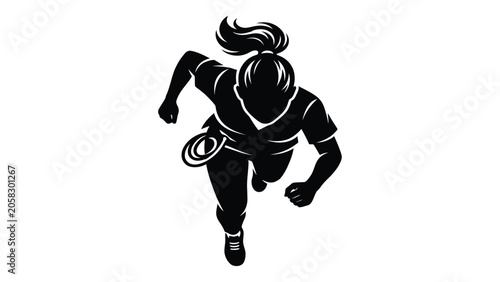 Photos Runner silhouette sprints forward with dynamic energy and determination in this stylized illustration