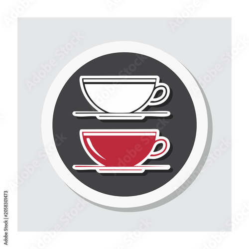 Stacked Coffee Cups Icon in Circular Badge