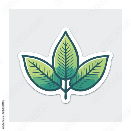 Three Green Leaves Flat Illustration