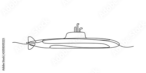 Cuadro en lienzo Continuous single line drawing of a submarine