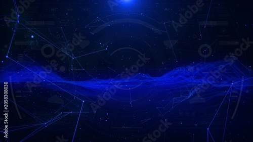 Abstract Blue Digital Mesh of Connected Dots and Lines Representing a Futuristic Network System in Virtual Space 4K Motion Background
