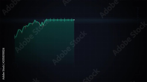 Futuristic digital stock market chart with glowing line graph, cyber data visualization template 4k video