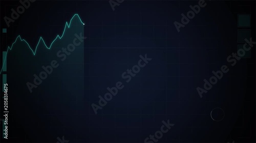 Futuristic digital interface showing data fluctuation graph, cyber technology overlay 4k video