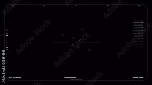 Futuristic cyber technology HUD interface overlay with digital data, high-tech tracking screen 4k video