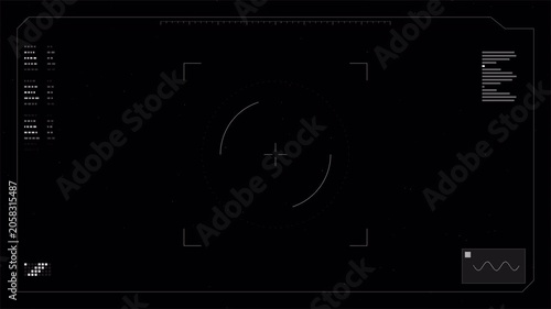 Futuristic digital HUD interface with target crosshair and data elements, cyber technology overlay template 4k video