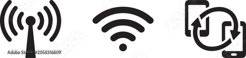 Obraz na plátně Three Wireless Signal Connection Wifi Icon Set