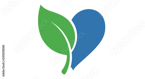 Eco friendly heart and leaf sustainability logo