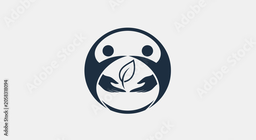 Fotografi Eco-friendly logo with hands nurturing a young sprout.