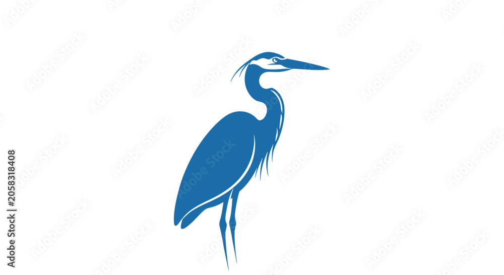 Obraz premium Elegant blue heron silhouette profile.