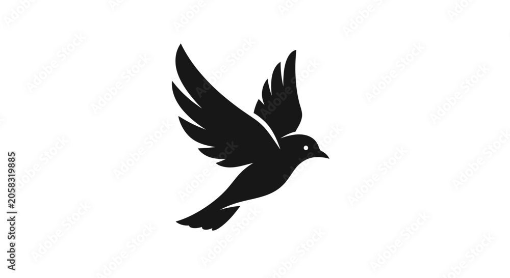 Obraz premium Flying bird silhouette black graphic icon