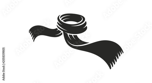 Quadro su tela Flowing black winter scarf icon.