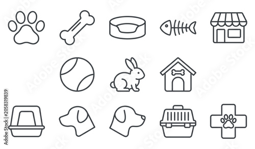Obraz na płótnie Waterproof and water resistant fabric line icon set with minimalist textile prot