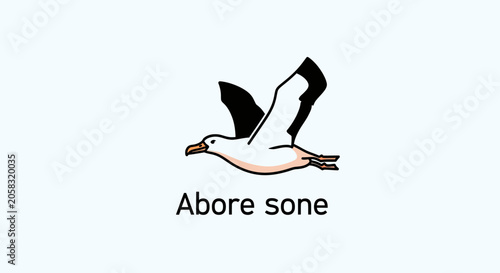Flying seagull bird logo icon with text.