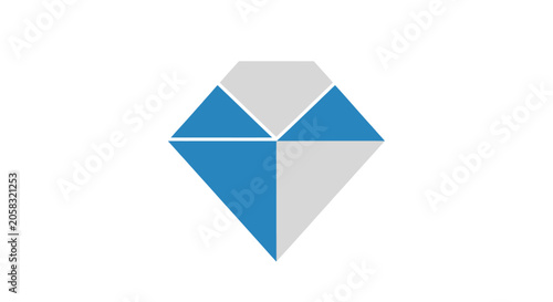 Tableau sur toile Geometric blue and gray diamond gemstone icon.