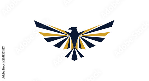 Geometric eagle logo with golden spread wings.