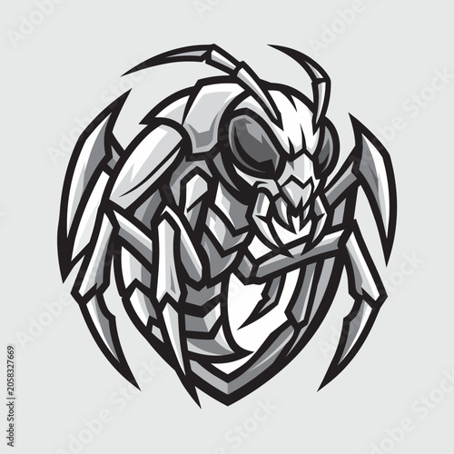 Dragon Snake Hybrid Creature Circle Badge Dark Fantasy Vector Illustration