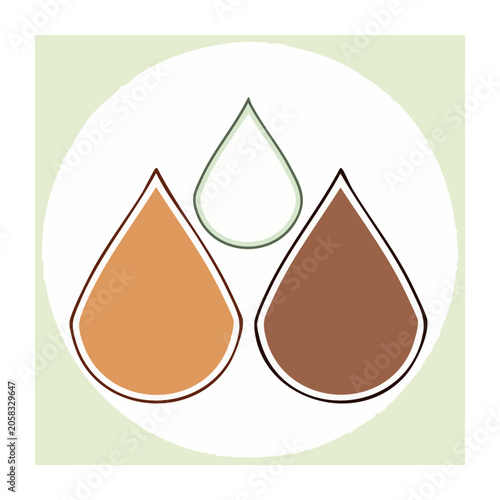 Flat Design Water Droplets and Leaf Icon