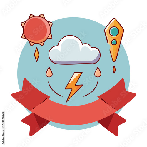 Flat design weather icons in circular badge