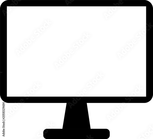 Computer monitor with blank screen on stand isolated on white background