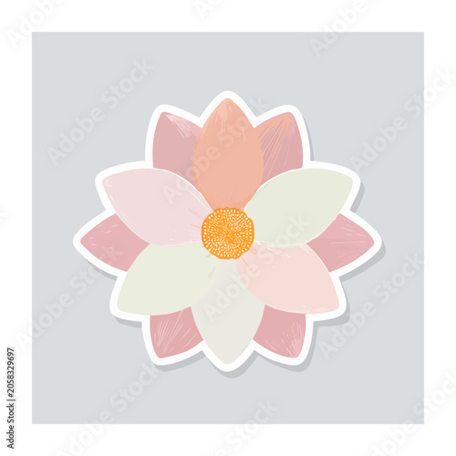 Pink lotus flower flat illustration