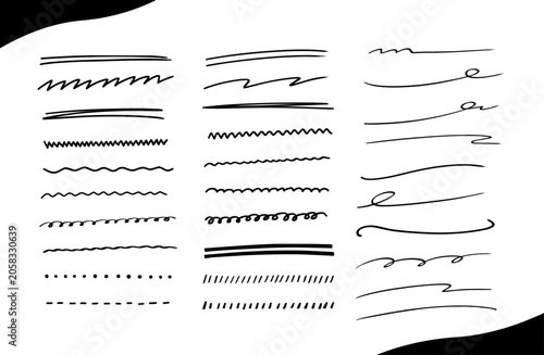 シンプルな手書き線セット