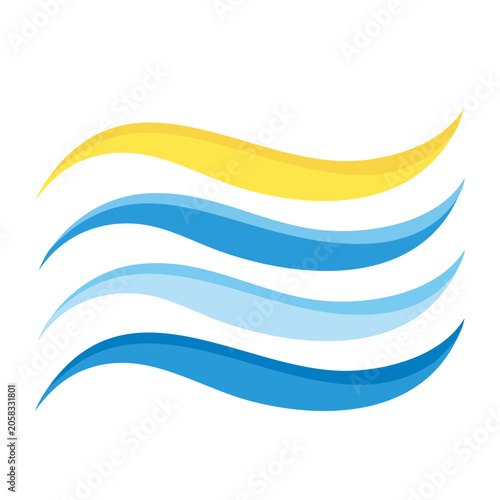 Wavy blue and yellow ribbon vector