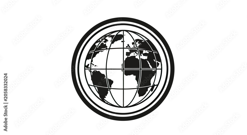Fotografie Detailed world globe enclosed within single circular ring.