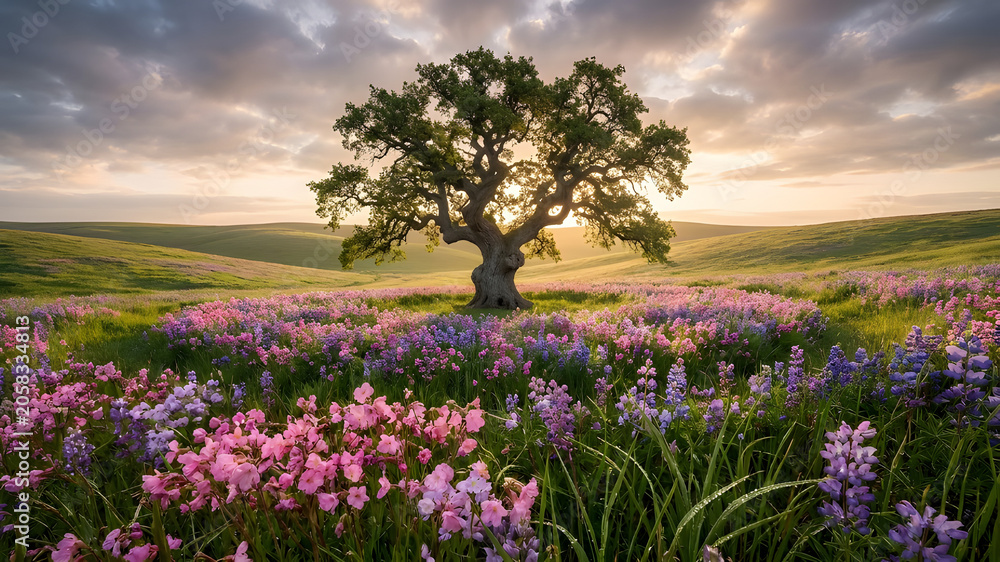 Obraz premium lavender field in the morning