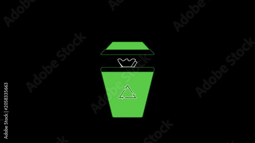 Throwing trash bag into recycling bin with alpha channel