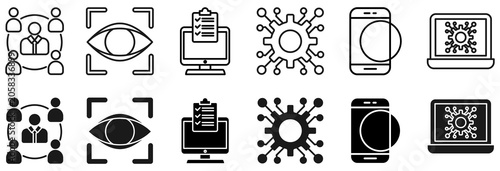 Augmented reality icon set. Interactivity and visual symbol