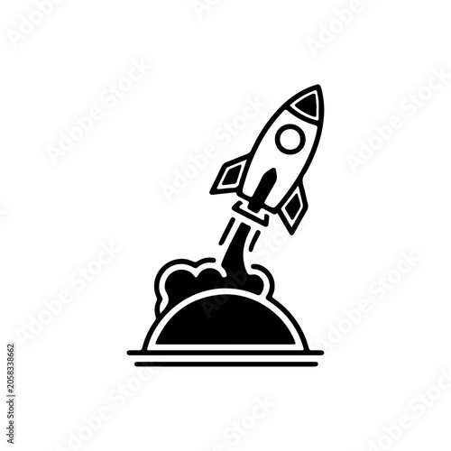 Tech Startup Logo With Rocket Digital Icon For Innovative Business Branding Vector illustration