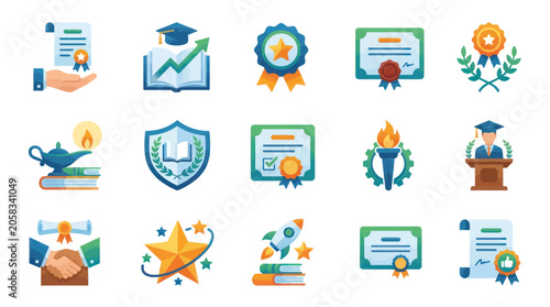 Tableau sur toile Education icons and awards symbols.