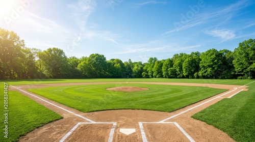 A beautiful baseball field for sports and events within a lush green park.