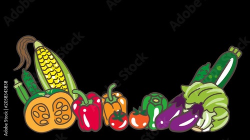 Looping Vegetables Swaying Animation, Fresh Produce Border, Alpha Channel