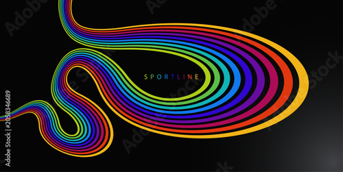 High energy neon spectrum lines on dark space expressing speed, power and intensity, visual metaphor of motion, acceleration, physical effort and competitive drive.
