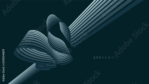 Slika na platnu 3D lines in perspective vector dark abstract background, curvy lines with gradient color wallpaper, night mist ambient style, minimal graphic design