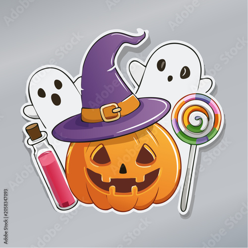 Halloween Characters and Candies Sticker Design