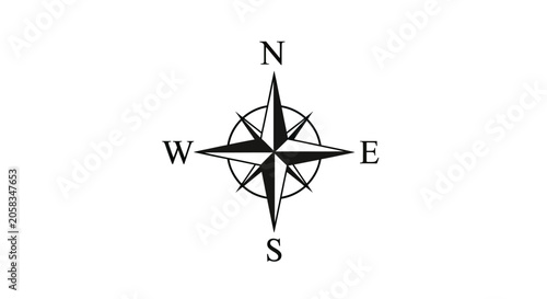 Classic nautical compass rose with directional indicators.