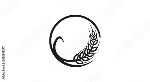 Circular wheat grain stalk agricultural logo icon
