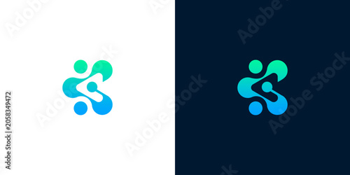 Foto Modern abstract letter C tech network logo design representing connection and da