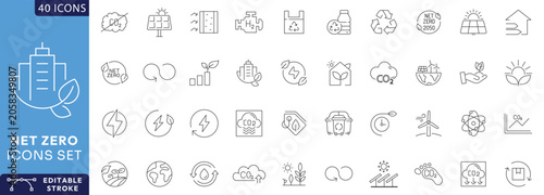 Net Zero icon set. Fully Editable. Vector illustration