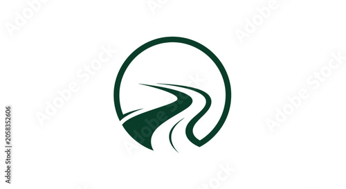 Circular green path icon for nature and sustainability.