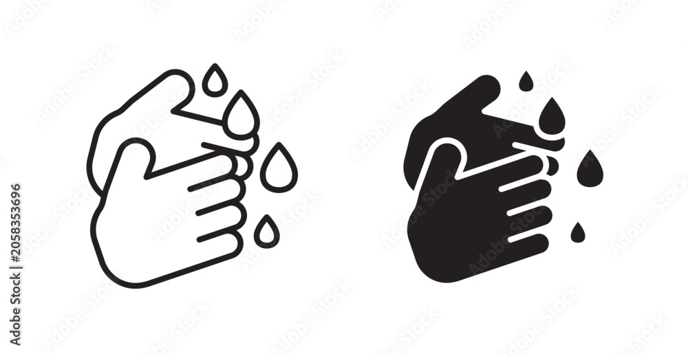 Fototapeta premium Handwashing icon vector design illustrations. line and solid styles