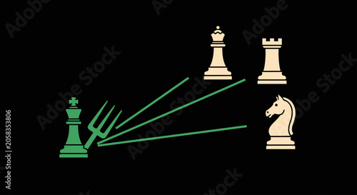 Foto Chess strategy diagram showing a triple fork attack